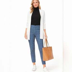 Chico's Pants Black Label windowpane white/black/blue zipper ankle, M 8/10